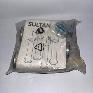 Set Of 4 Ikea Sultan 19122 Round Bed Frame Legs Support w/  Metal Pipe 10 cm